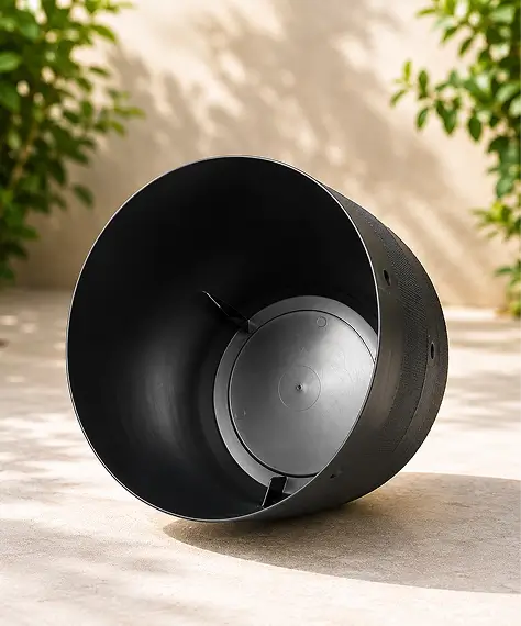 Strong Round Black Plastic Barrel Planters – Multipurpose Pots for Flowers, Plants & Gardening