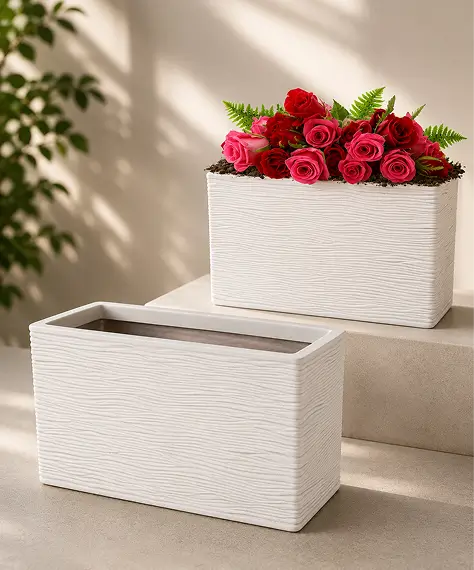Amalfi Stone-Effect Long Trough Planters – Stylish Flower Pots for Garden, Home & Patio