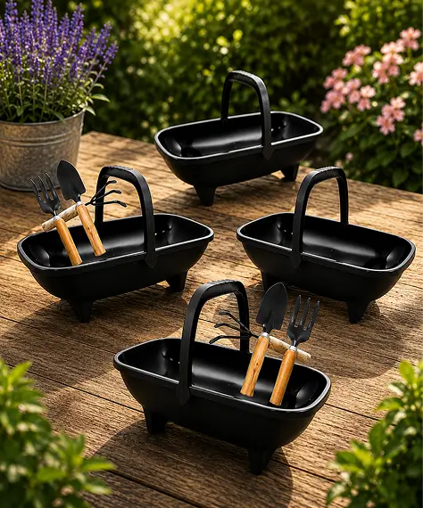 53cm Black Plastic Garden Trug with Handles – Multipurpose Carrier for Tools, Soil & Garden Waste