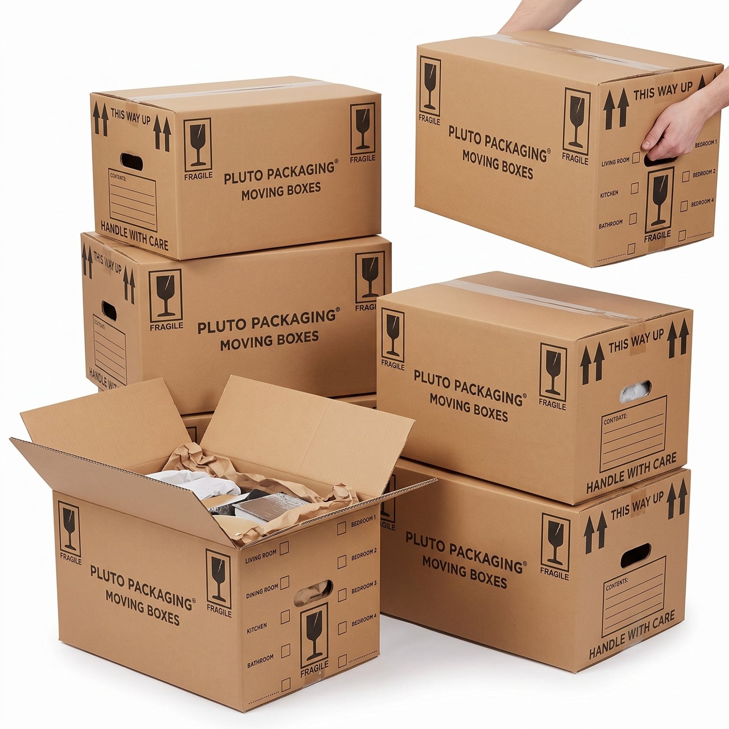 Pack Of 20 Pluto Printed 18x12x10" Cardboard House Removal Boxes With Tick List