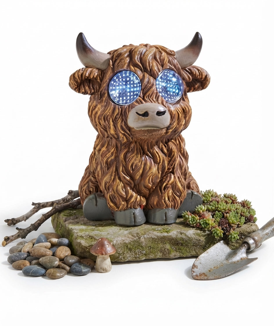 Blinking Solar Highland Cow Garden Ornament Animated LED Outdoor Statue