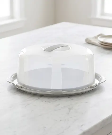 Clear Plastic Round Cake & Dessert Box with Lid & Handles