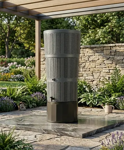 150L Premium Rattan Wicker-Effect Water Butt – Complete Rainwater Collector with Stand, Tap, Diverter & Lid