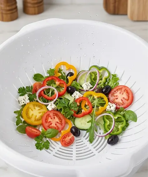 Modern 30cm Fruit & Vegetable Drainer Basket in Ice White Finish