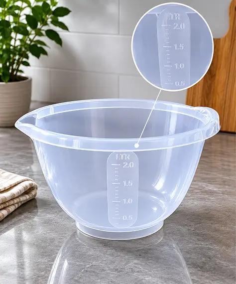 2 Litre Transparent Plastic Mixing Bowl for Baking, Cooking & Storage