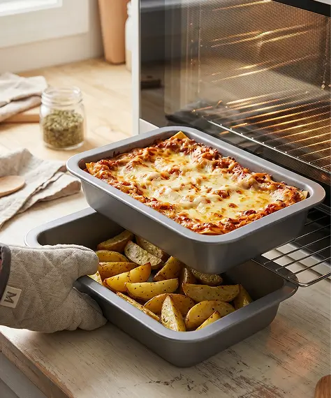Mini Air Fryer Baking Pan Non-Stick Carbon Steel Rectangular Roaster