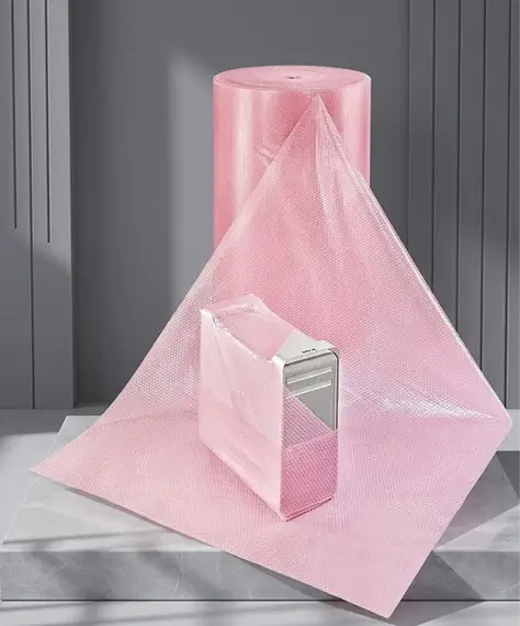 500mm x 100m Pink Anti-Static Bubble Wrap Roll – Protective Packaging for Safe Storage & Shipping