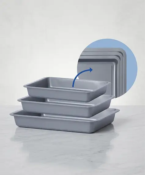 3 Piece Deep Baking Tray Set – Stackable Non-Stick Oven Trays