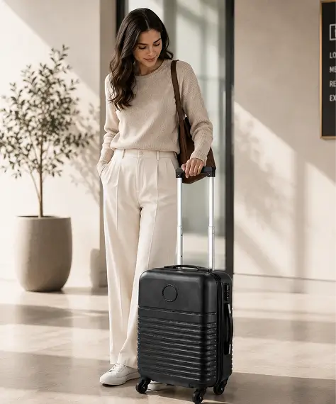 Hard Shell ABS Cabin Suitcase Small 360° 4-Wheel Luggage – Dark Grey Travel Bag