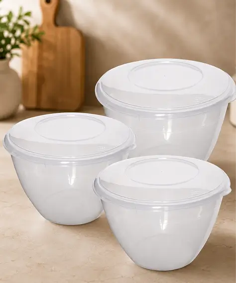 Clear Plastic Pudding Bowls with Clip-On Lids – Space-Saving Storage Containers