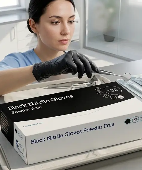 Black Nitrile Powder-Free Gloves – Puncture Resistant for Medical, Mechanical & Industrial Use