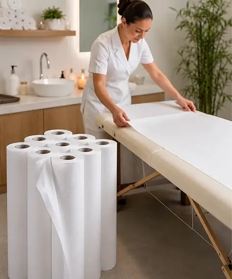 Large White Hygiene Coach Rolls 20" x 40m – Disposable Salon & Massage Table Bed Rolls