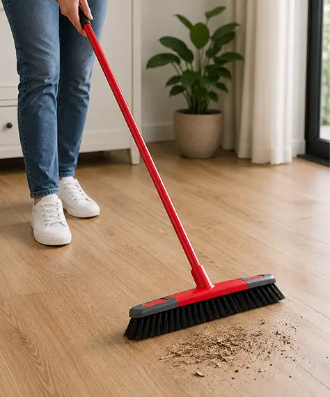Long Handle Indoor Sweeping Broom with Soft, Stiff & Deck Brush Options