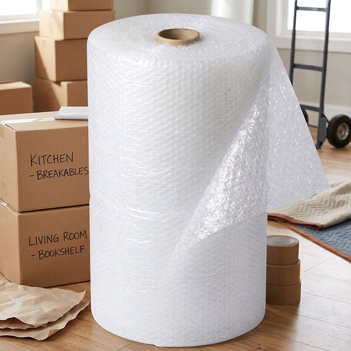 1m x 50m Heavy-Duty Bubble Wrap Roll – 1000mm Wide Air Cushioning for Packing & Moving