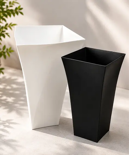 Tall Milano Gloss Planters – White or Black Shiny Flower Pots for Home & Garden Décor