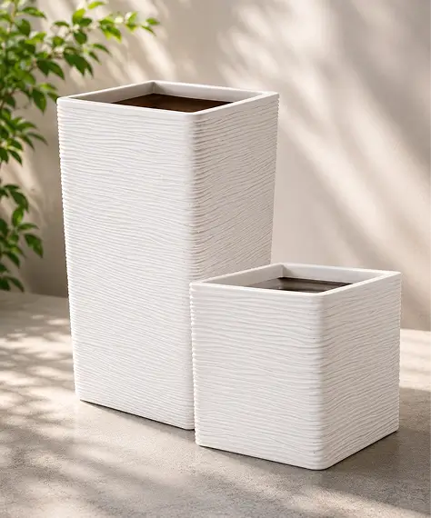 Amalfi Stone-Effect Planters – Tall & Square Flower Pots for Garden, Home & Patio