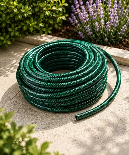 30m Green PVC Garden Hose with Spray Nozzle – Flexible Watering Hose for Plants & Lawns