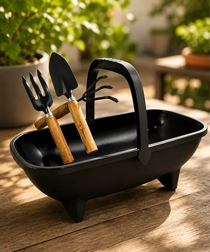 53cm Black Plastic Garden Trug with Handles – Multipurpose Carrier for Tools, Soil & Garden Waste