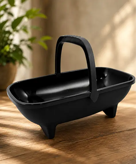 53cm Black Plastic Garden Trug with Handles – Multipurpose Carrier for Tools, Soil & Garden Waste