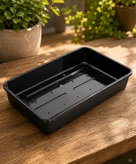 Strong Black Plastic Seed Trays with Reinforced Rim for Garden & Greenhouse Plant Growing