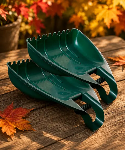 Pack of 2 Green Garden Leaf Grabbers with Ergonomic Grip Handles for Easy Leaf Collection