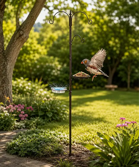 Traditional Wild Bird Feeding Station with Metal Mesh Feeder for Gardens & Outdoor Spaces