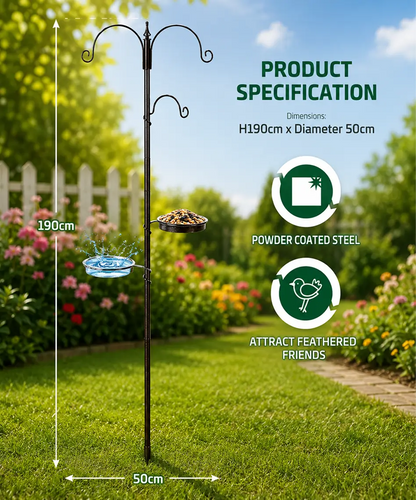 Traditional Wild Bird Feeding Station with Metal Mesh Feeder for Gardens & Outdoor Spaces
