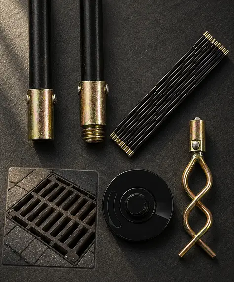 12-Piece Drain Rod Cleaning Kit with Plunger, Worm Screw & Flexible Rods for Domestic Drainage Maintenance