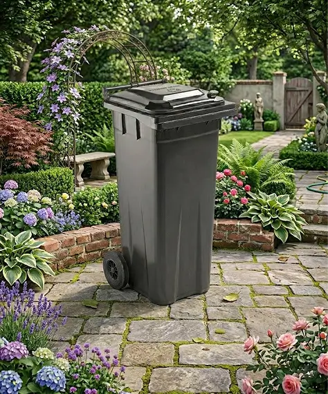 Large 140L & 240L Grey Outdoor Wheelie Bins – Complete with Lid & Smooth-Rolling Wheels