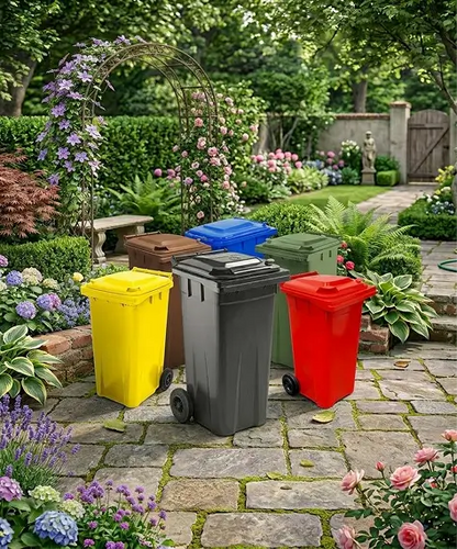 Large 140L & 240L Grey Outdoor Wheelie Bins – Complete with Lid & Smooth-Rolling Wheels