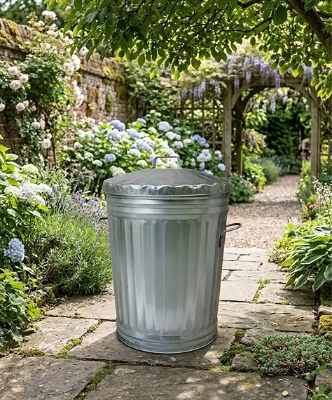 Galvanised Steel Metal Dustbin with Handles – Suitable for Home, Garden, Kitchen & Outdoor Use