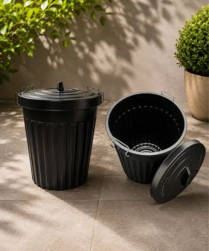 100L Heavy-Duty Waterproof Dustbin – Large Capacity Bin with Secure Metal Clip Lid