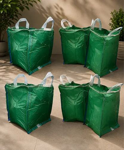 120L Reusable Heavy-Duty Garden Waste Bags – Green Sacks with Carry Handles for Leaves, Grass & Plants