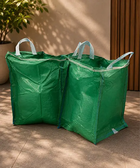 120L Reusable Heavy-Duty Garden Waste Bags – Green Sacks with Carry Handles for Leaves, Grass & Plants