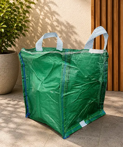 120L Reusable Heavy-Duty Garden Waste Bags – Green Sacks with Carry Handles for Leaves, Grass & Plants
