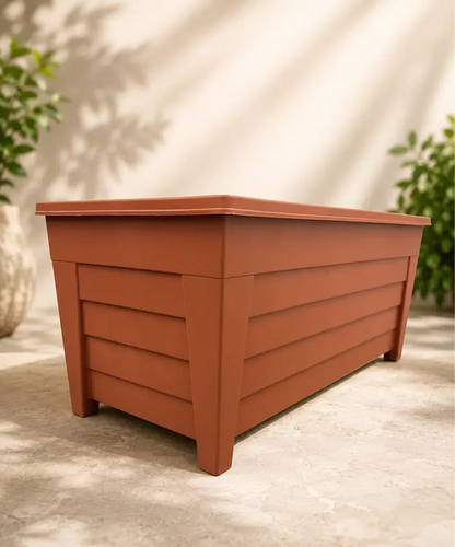 Square or Rectangular Trough Flower Planters – Black or Terracotta Plant Pots for Home & Garden