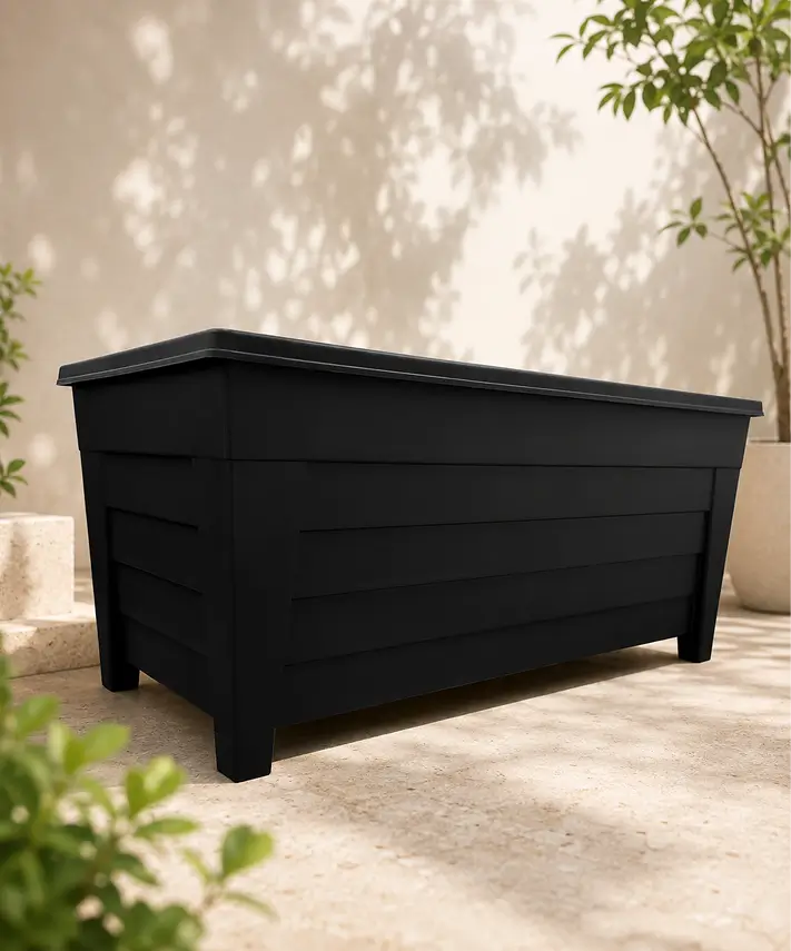 Square or Rectangular Trough Flower Planters – Black or Terracotta Plant Pots for Home & Garden