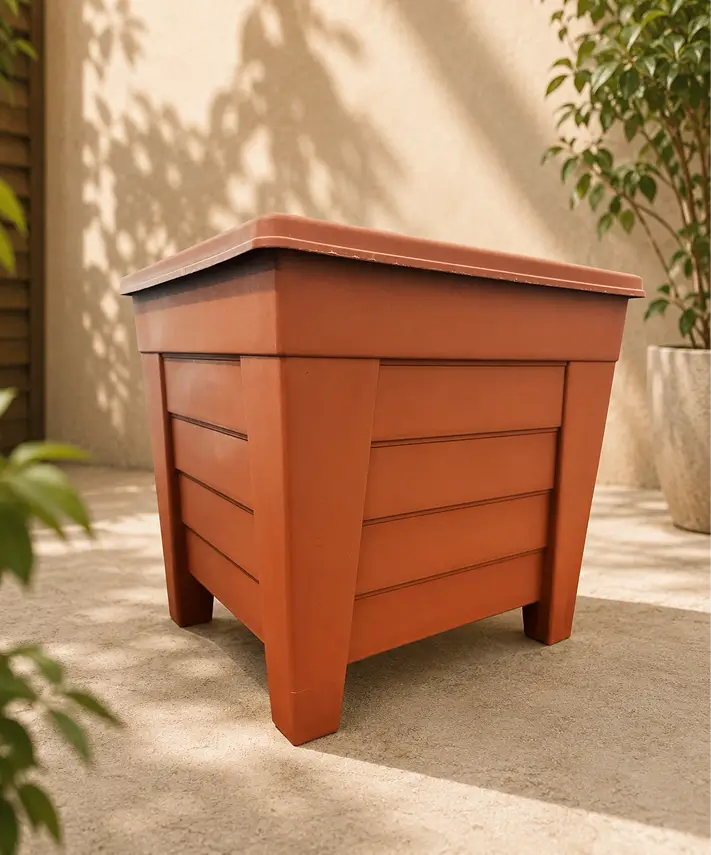 Square or Rectangular Trough Flower Planters – Black or Terracotta Plant Pots for Home & Garden