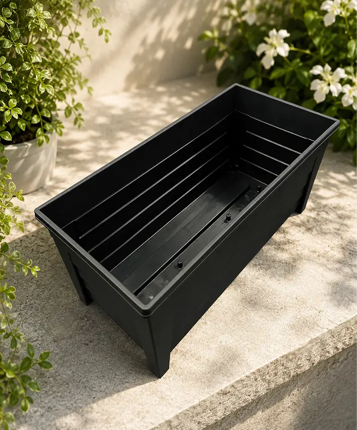 55cm Grosvenor Rectangular Trough Planters – Large Black or Terracotta Flower Pots for Indoor & Outdoor Use