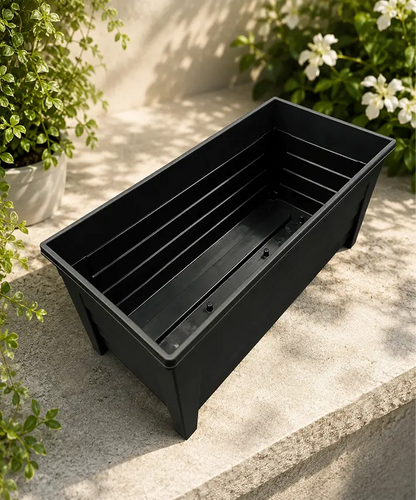 55cm Grosvenor Rectangular Trough Planters – Large Black or Terracotta Flower Pots for Indoor & Outdoor Use