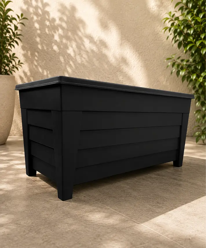 Set of 2 Black Grosvenor 55cm Trough Planters – Long Rectangular Flower Pots for Home & Garden