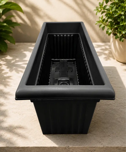 70cm Black Sovereign Rectangular Trough Planters – Stylish Flower Pots for Garden, Patio & Home