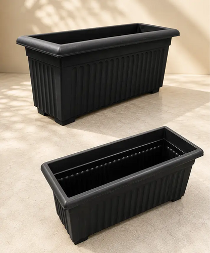 70cm Black Sovereign Rectangular Trough Planters – Stylish Flower Pots for Garden, Patio & Home