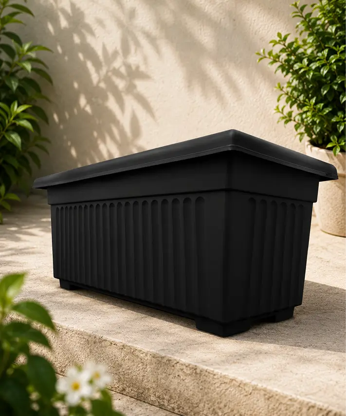 70cm Black Sovereign Rectangular Trough Planters – Stylish Flower Pots for Garden, Patio & Home