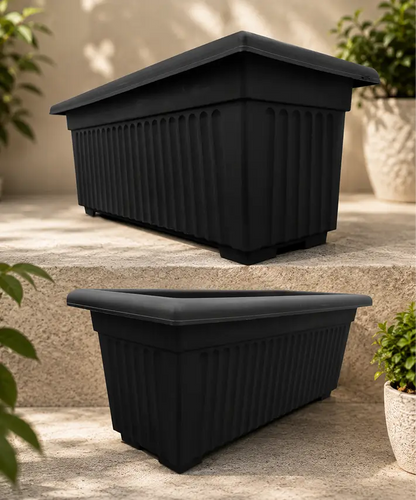 70cm Black Sovereign Rectangular Trough Planters – Stylish Flower Pots for Garden, Patio & Home