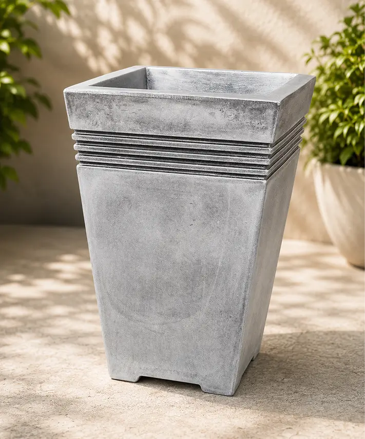 Grey Venice Trough Planters – Tall or Square Flower Pots for Home & Garden Plants