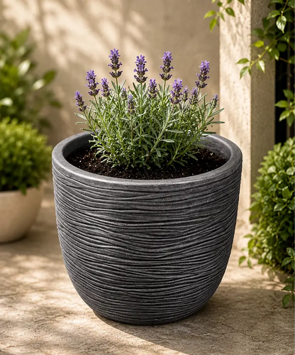 XL Pewter Grey Giant Round Planter – Large Indoor & Outdoor Pot for Flowers, Trees & Garden Plants