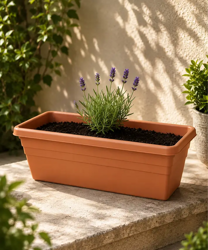50cm Ascot Brown Long Trough Planter – Stylish Indoor & Outdoor Garden Plant Pot