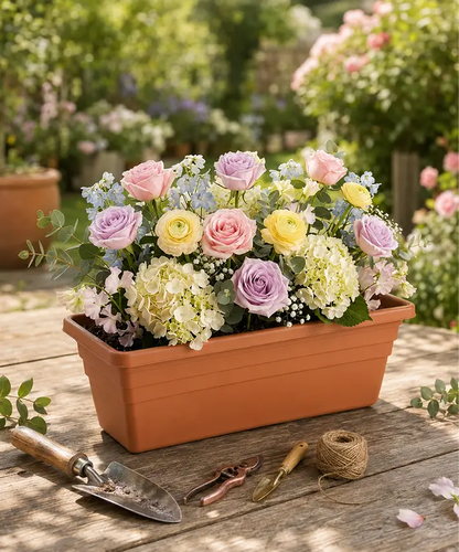 50cm Ascot Brown Long Trough Planter – Stylish Indoor & Outdoor Garden Plant Pot