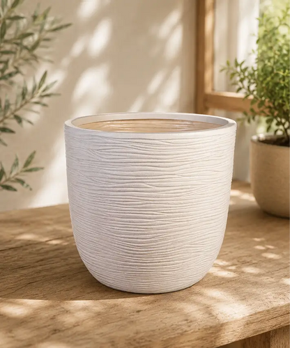 XL Amalfi Stone-Effect Round Planter – Large Indoor & Outdoor Pot for Flowers, Trees & Garden Plants